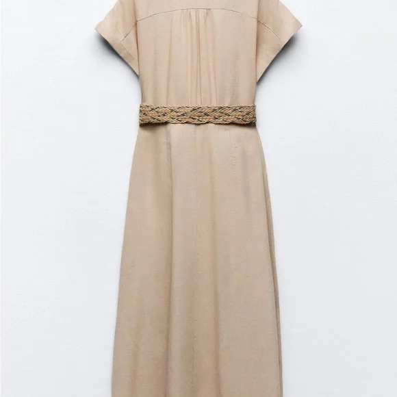 Zara linen belted dress - Picture 3 of 6